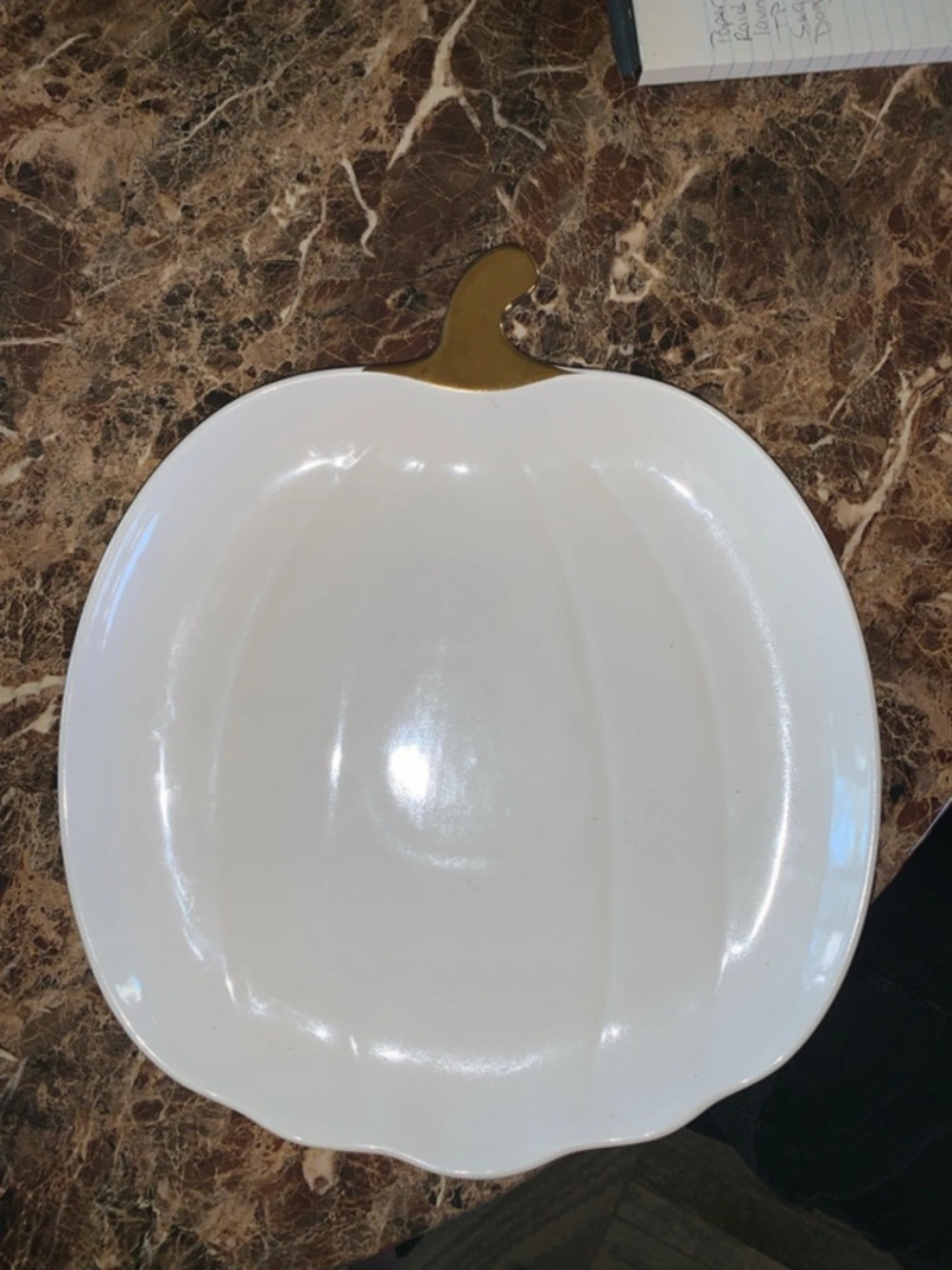 Crofton White Stoneware Dish with Black Logo